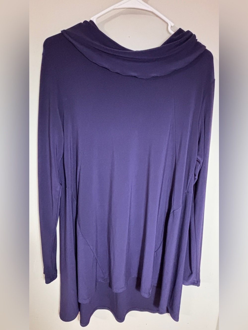 Sympli Size 10 Purple Cowl Neck Tunic Top Long Sleeve Stretch Made in Canada